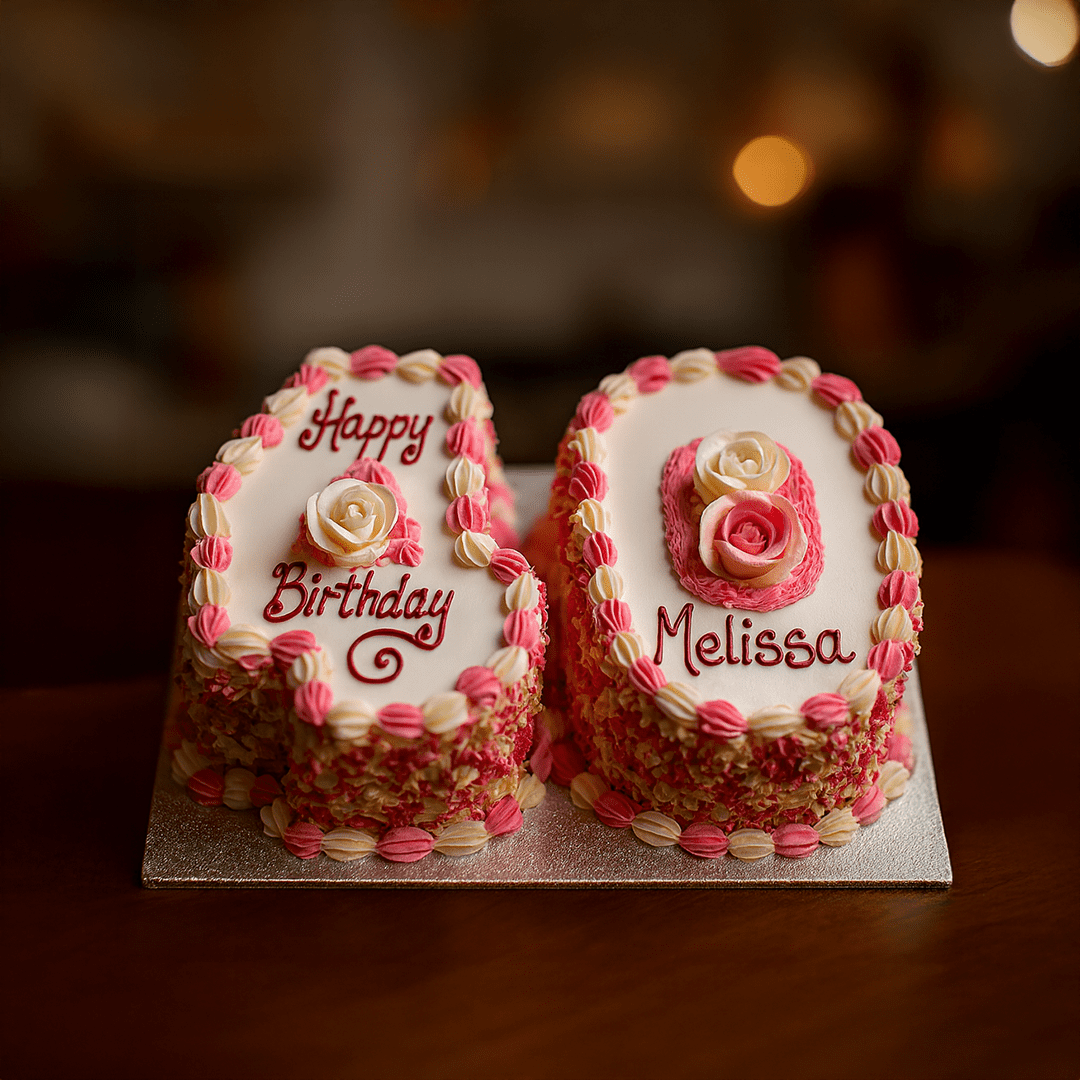 Pink & White Trim Num Cake Pink & White Trim Num Cake - Image 1