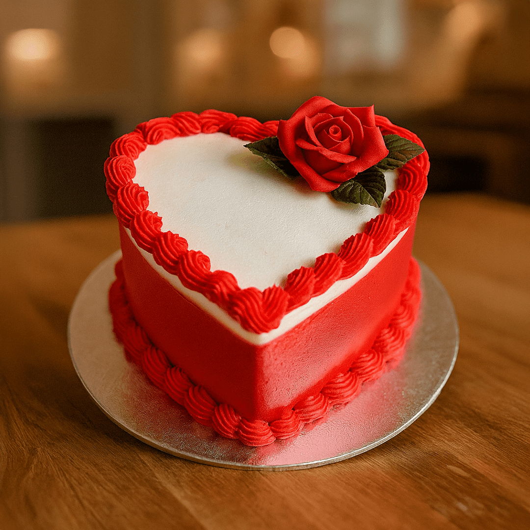 Red Colour Heart Shape Cake Red Colour Heart Shape Cake - Image 1