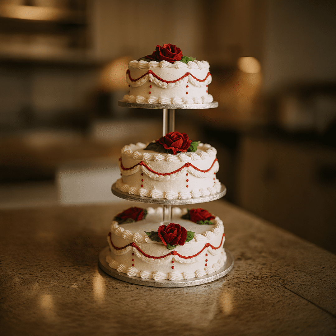 Red Rose & Red Drip Cake (3 tier) Red Rose & Red Drip Cake (3 tier) - Image 1