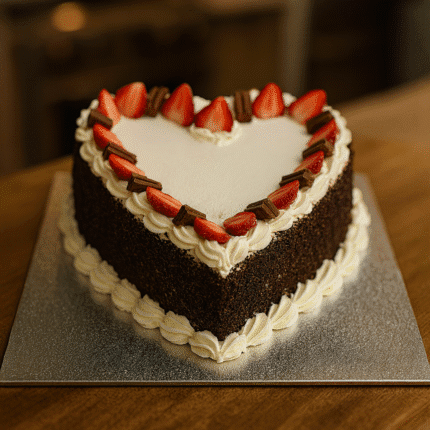 Strawberry & Flakes Heart Shape Cake