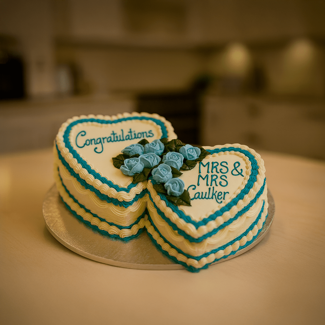 Double Heart Shape Cake Blue Colour Double Heart Shape Cake Blue Colour - Image 1