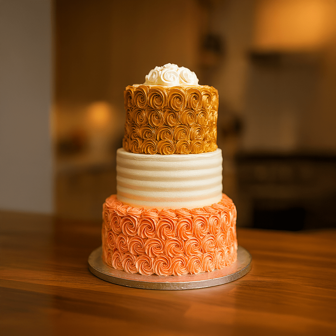 Pink & Gold Swirls Wedding Cake (3 tier) Pink & Gold Swirls Wedding Cake (3 tier) - Image 1